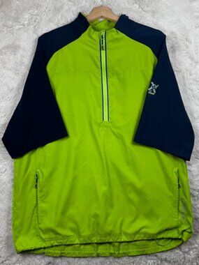 Sunice Golf Jacket Men's XL Green Blue 1/4 Zip Windbreaker Short Sleeve Windmill